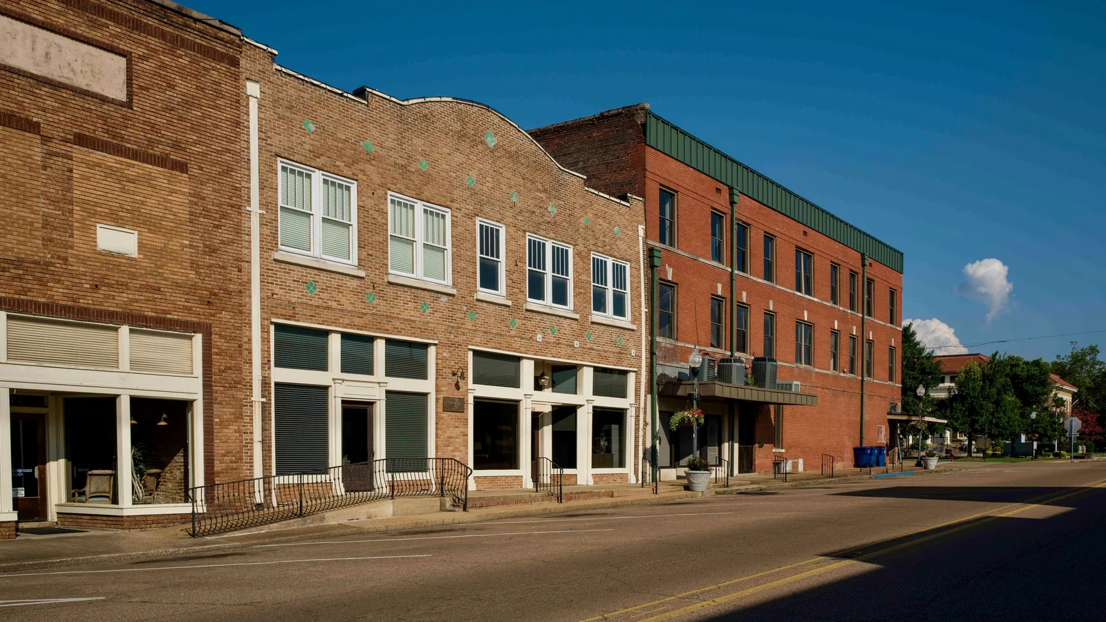 The Wood Eye Clinic building in downtown Pontotoc, Mississippi