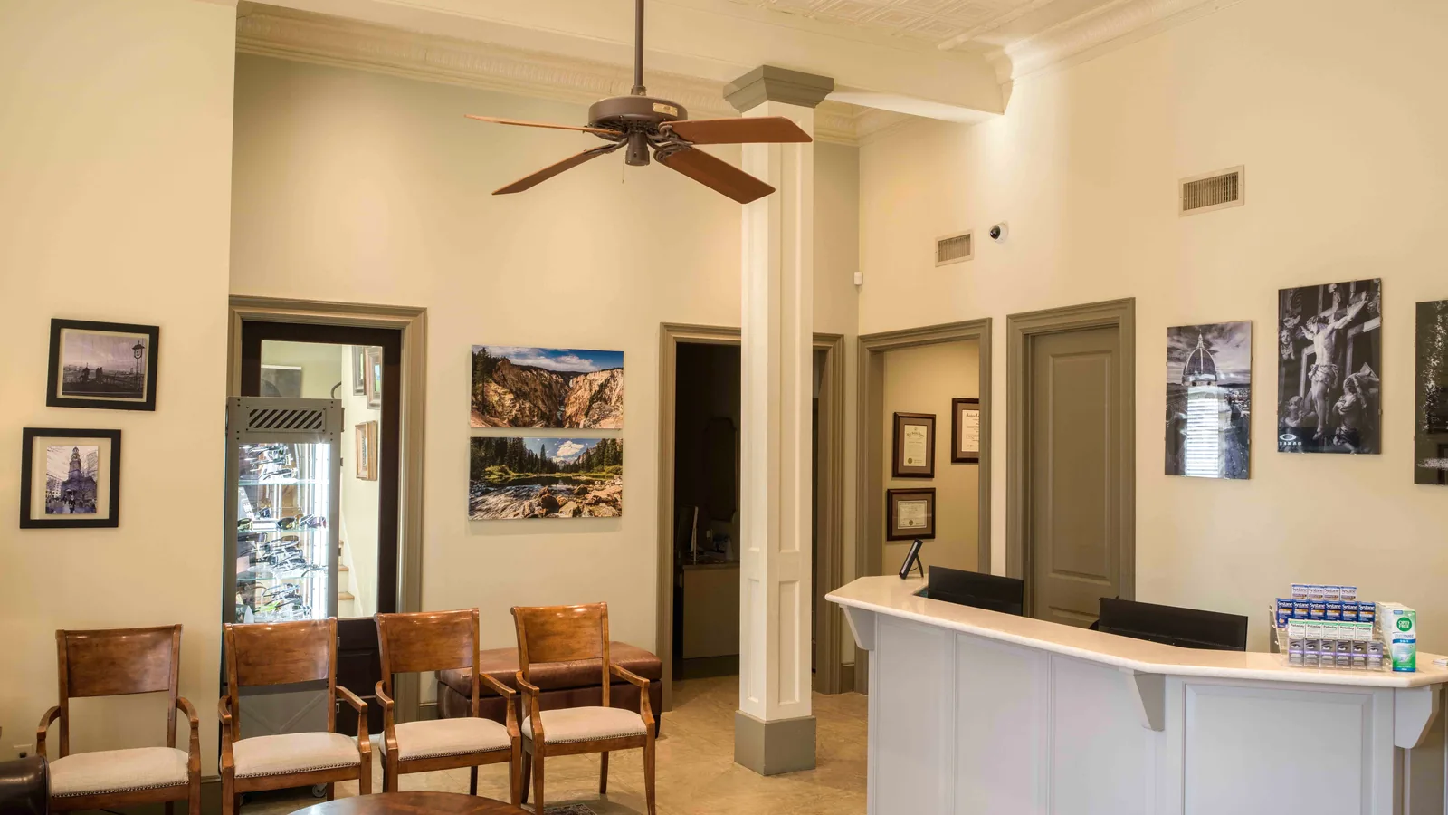 The welcoming reception area at Wood Eye Clinic